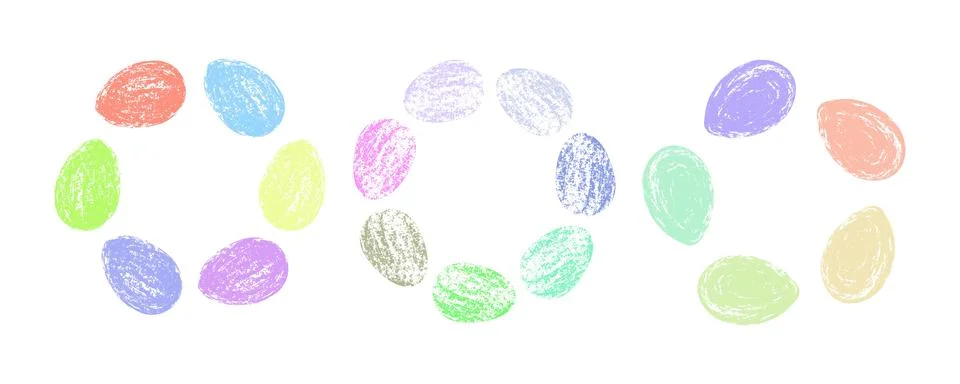 Minimalist abstract Easter egg arrangement in vibrant pastel tones with a m.. イラスト素材
