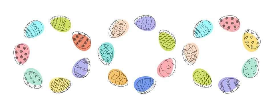 Minimalist abstract Easter egg arrangement in vibrant pastel tones with a m.. イラスト素材
