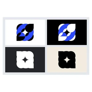 Minimalist Abstract Geometric Logo Design Set Stock Illustration