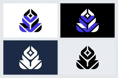 Minimalist Abstract Geometric Logo Icon Set Stock Illustration