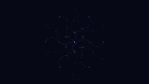 Minimalist abstract geometric motion with rotating glowing nodes and connec.. Video stock 344857657
