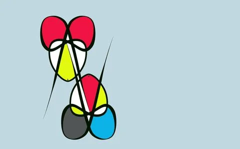 Minimalist Abstract Geometric Shape Illustration on Light Blue Backgroun Stock Illustration
