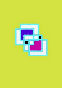 Minimalist Abstract Geometric Squares on Lime Green Background Stock Illustration