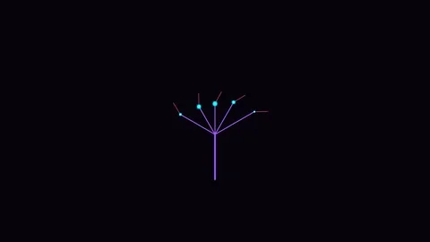 Minimalist abstract glowing tree structure on a deep black background 스톡 동영상 338310396