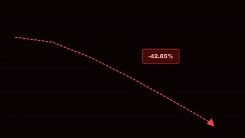 Minimalist abstract graph showing negative trend decline rate on dark backg.. Stock Footage 343631405