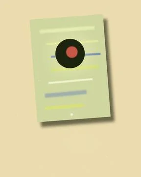 Minimalist abstract icon with a target-like circle centered on green paper,.. Stock Illustration