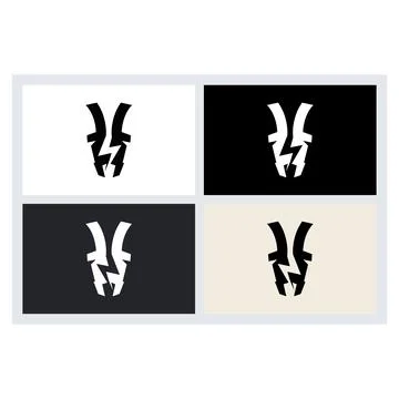 Minimalist Abstract Lightning Logo Icon Set Illustrazione stock