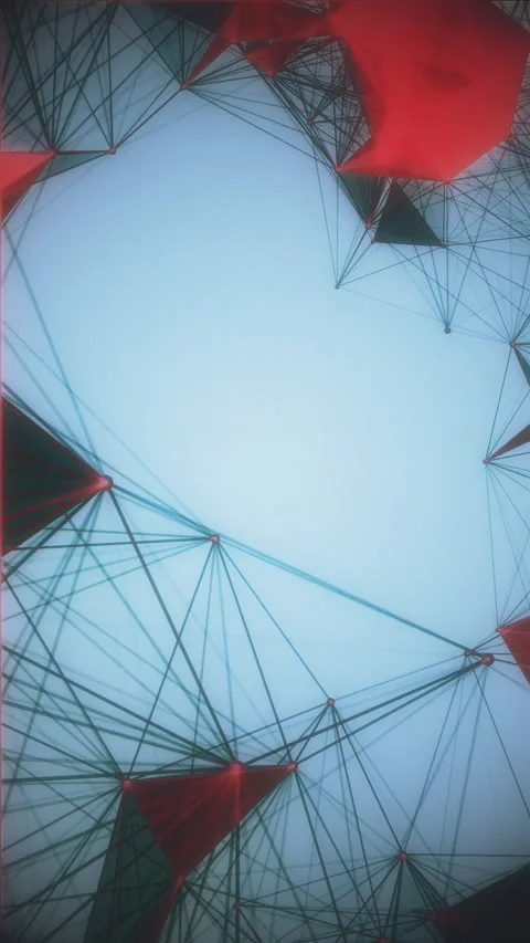 Minimalist abstract plexus structure red polygons on light blue background Stock Footage 344723884