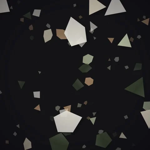Minimalist abstract polygon mosaic scatter effect on dark canvas. 動画素材 345691141