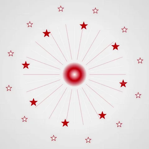 Minimalist Abstract Red Star Burst Pattern on Elegant White Backdrop Stock Footage 344777781