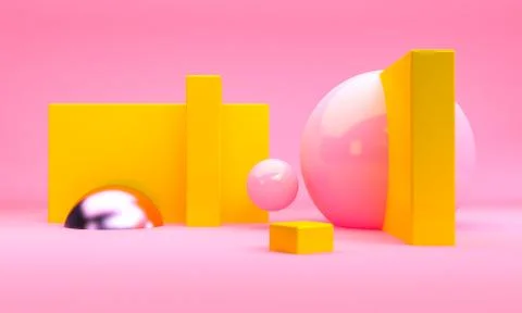 Minimalist abstract shape scene, 3d rendering. Stock Illustration