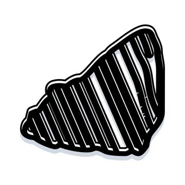 Minimalist abstract shell shape in bold black lines Stockillustratie