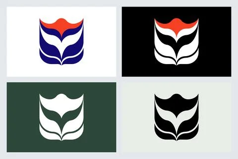 Minimalist Abstract Shield Logo Set Design Stock Illustration