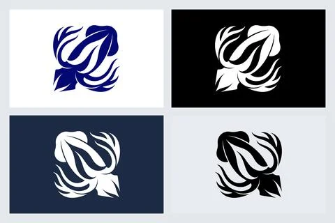 Minimalist Abstract Squid Logo Design Set Stock Illustration