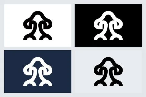Minimalist Abstract Tree Logo Design Concept Stock Illustration