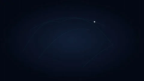 Minimalist abstract visualization of orbital paths on a dark navy background Видео 338310093