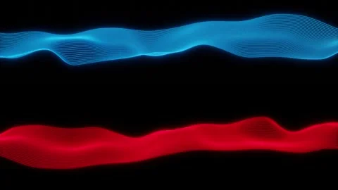 Minimalist Abstract Waves with an Upper Cyan Line and a Lower Red Line Stock Footage 314474759