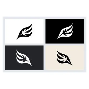 Minimalist Abstract Wing Leaf Logo Set Stock Illustration