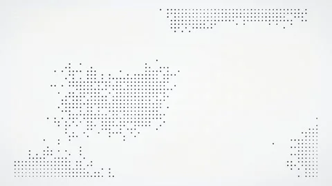 Minimalist abstract world map illustration made of small black dots on a wh.. Stock Footage 345760618