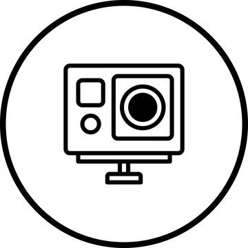 Minimalist Action Camera Icon Design within a Circular Frame for Modern Visua Stock Illustration