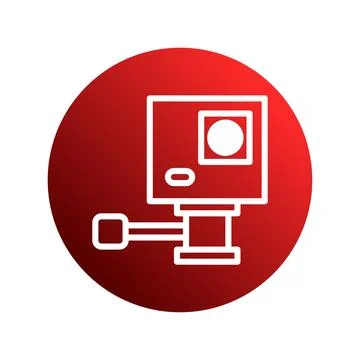 Minimalist action camera illustration isolated on a red gradient circle bac.. Stock Illustration