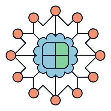 Minimalist AI Neural Network Concept Abstract Symbol Stock Illustration
