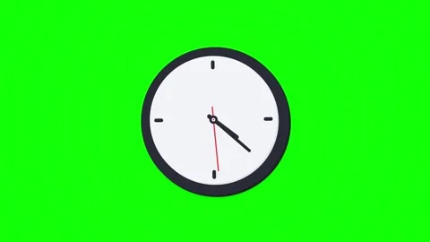 Minimalist Analog Clock Animation with Moving Hands on Green Screen Background 動画素材 347263399