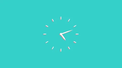 Minimalist analog clock animation with white hands rotating fast on flat tu.. 動画素材 331365951
