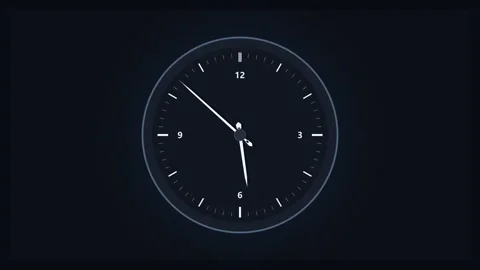 Minimalist analog clock face showing passing time, timelapse loop Stock Footage 347945481