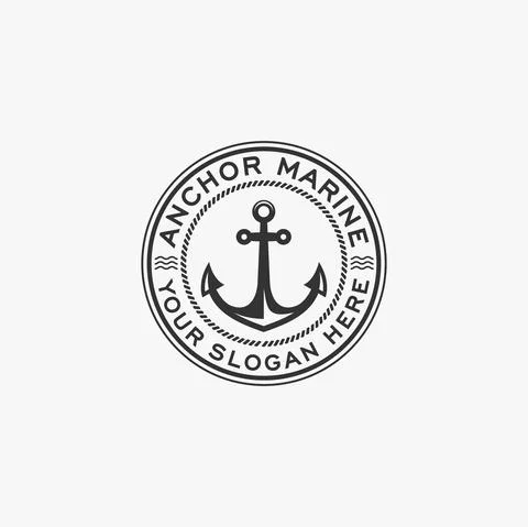 Minimalist ANCHOR MARINE sharp mooring logo design Stock Illustration