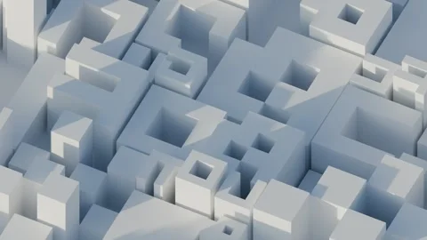 A minimalist and complex arrangement of overlapping light gray cubes creating an Stock Footage 340237804