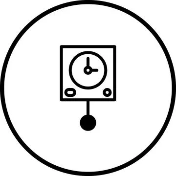 A minimalist and elegant clock icon design featuring a square face and pendul Stock Illustration