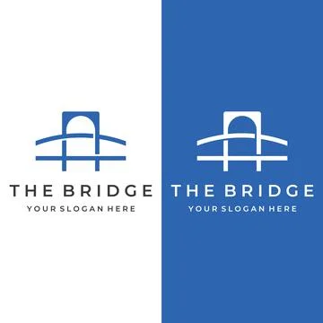 Minimalist and elegant creative bridge building logo with a modern concept... Ilustración de archivo