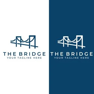 Minimalist and elegant creative bridge building logo with a modern concept... Ilustración de archivo
