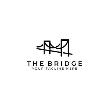 Minimalist and elegant creative bridge building logo with a modern concept... Ilustración de archivo