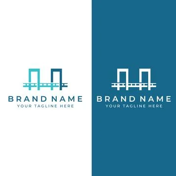 Minimalist and elegant creative bridge building logo with a modern concept... Ilustración de archivo