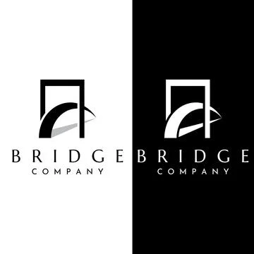 Minimalist and elegant creative bridge building logo with a modern concept... Ilustración de archivo