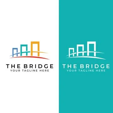 Minimalist and elegant creative bridge building logo with a modern concept... Ilustración de archivo
