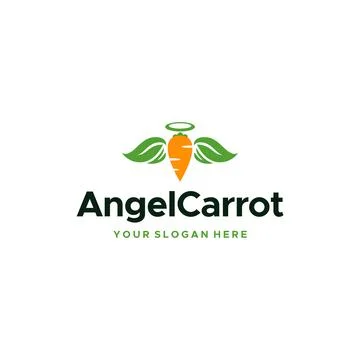 Minimalist AngelCarrot vegetables Logo design Stock Illustration