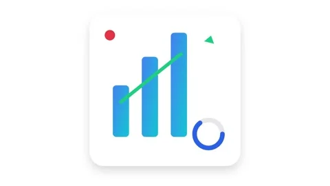 Minimalist animated bar chart with loading spinner and geometric for business Stock Footage 338188923