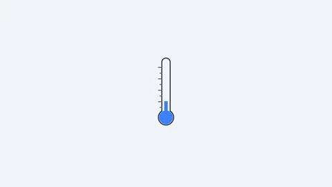 Minimalist animated blue thermometer icon representing cold weather. 4K Video stock 341694891