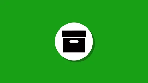 Minimalist animated box icon inside white circle over green background with.. Stock Footage 327762772