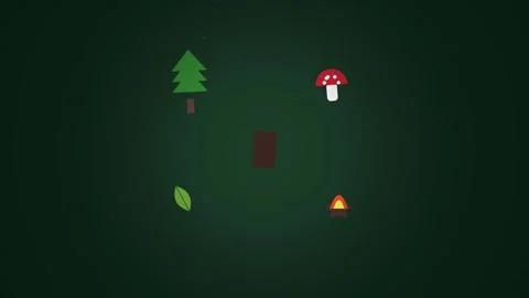 Minimalist Animated Forest Elements Motion Graphics Set Stock Footage 347014734