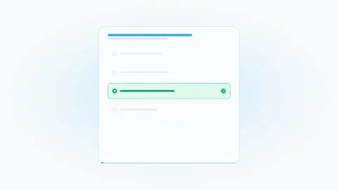 Minimalist animated quiz interface showing progress and success. 4K Video stock 342898446