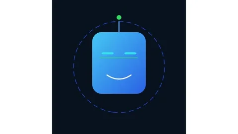 Minimalist animated robot head with pulsing circular interface for tech and ai Stock Footage 338188930