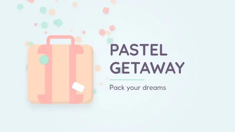 Minimalist animated suitcase icon on white background with confetti elements Video stock 336880187