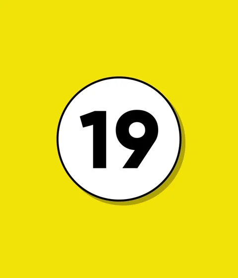 Minimalist animation of black number nineteen appearing inside white circle.. Stock Footage 332396399