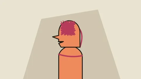 Minimalist Animation Of Character Clearing Tangled Thoughts And Finding Relief Stock Footage 340745868