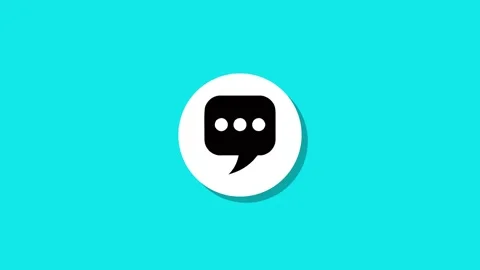 Minimalist animation of chat bubble icon appearing on bright cyan backgroun.. Stock Footage 329272576
