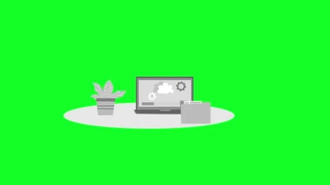 Minimalist Animation of a computer screen with cloud and gear icons, a pott.. Stock Footage 315187337